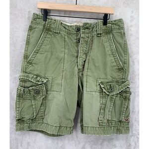 Vintage Hollister Cargo Shorts Mens 32 Green Y2K Thick Distressed Baggy 10"